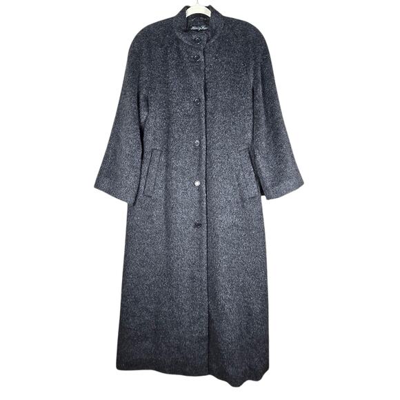 Henig Furs Jackets & Blazers - Henig Furs Wool Mohair Long Coat Gray Brushed Button Front Overcoat Womens 10